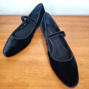 Lauren Ralph Lauren Velvet Mary Jane Pointed Flats Casual Preppy Shoes SZ 9.5B